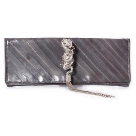 Autre Marque Maison Du Posh, knuckle ring clutch with dragon. Grey