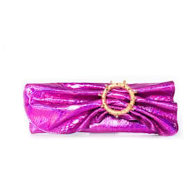 Autre Marque-Maison Du Posh, Clutch aus metallischem Schlangenleder in Rosa-Pink