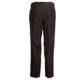 Prada-Prada, Dark brown striped wool trousers.-Brown