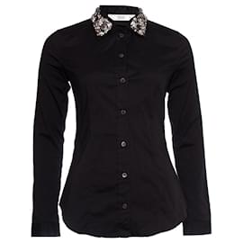 Prada-Prada, shirt with stones on the collar.-Black