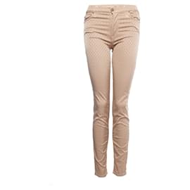 7 For All Mankind-7 For All Mankind, Beige trousers with ornamental print.-Other