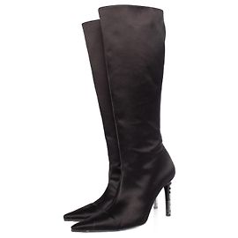 Valentino Garavani, satin pointed boots Black