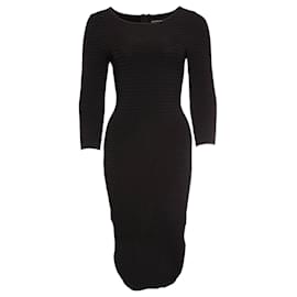 Karen Millen-Karen Millen, vestido elástico negro con estampado de lunares en talla 2/XS.-Negro