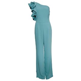 Autre Marque Etxart & Panno, Turquoise coloured jumpsuit with flower on the shoulder in size 40/M. Blue
