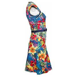 Karen Millen-Karen Millen, Kleid mit tropischem Aufdruck.-Mehrfarben