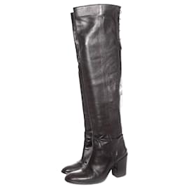 Autre Marque-Stratégie/Paul Réchauffeur, bottes en cuir noir avec détail en dentelle en taille 39.5.-Noir