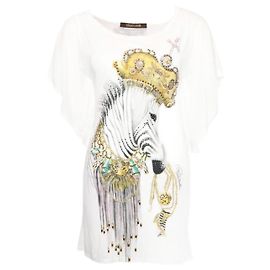 Roberto Cavalli, T-shirt bianca con zebra Altro
