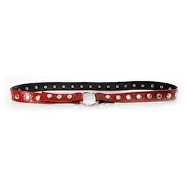 Autre Marque-carlav, cinturón de piel de serpiente rojo con pulsadores plateados en talla M.-Roja