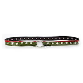 Autre Marque-Carla V, red snakeskin belt with silver pushbuttons-Red