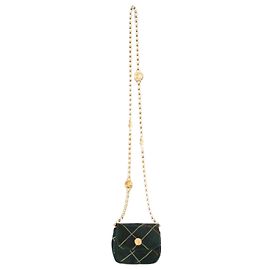 Escada Margeretha Ley, Sac vintage en daim vert avec chaîne dorée. Vert