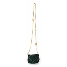 Escada-Escada Margeretha Ley, Vintage green suede bag with golden chain.-Green