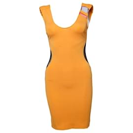 Patrizia Pepe-Patrizia pepe, vestido elástico naranja con detalles transparentes en azul/rojo en tamaño 38ESO/XS.-Naranja