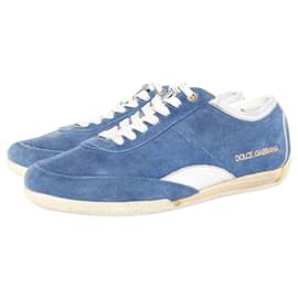 Dolce & Gabbana-DOLCE & GABBANA, blue suede sneakers.-Blue