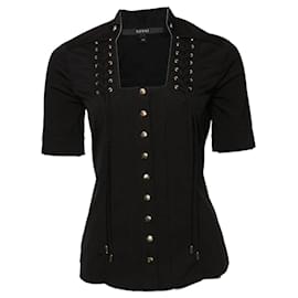 Gucci-gucci, Black top with gold push buttons.-Black