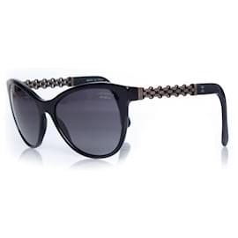 Chanel-Chanel, Black chain sunglasses-Black