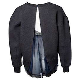 Autre Marque-nike, suéter oversized com renda-Cinza