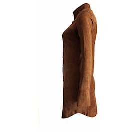 Autre Marque-ByDanie, camel colored suede shirt dress-Brown