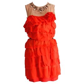 LANVIN for H&M, Ruffled sleeveless cocktail dress Orange