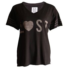 ZOE KARSSEN, Camiseta preta com texto. Preto