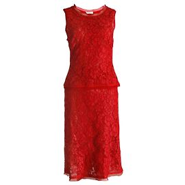 Prada, saia de renda vermelha (IT42/S) e superior (IT44/S). Vermelho