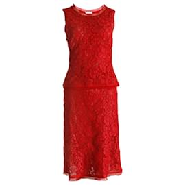 Prada-Prada, red lace skirt (IT42/S) and top (IT44/S).-Red