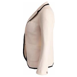 Rag & Bone-RAG & BONE (pour mélange), blazer de couleur crème avec passepoil noir en taille M.-Blanc,Autre