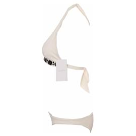 Autre Marque-OndadeMar, bikini bianco con pietre nere-Bianco