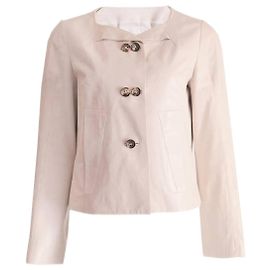 Chloé Chloe, Beige/cremefarbene Lammlederjacke in Größe FR42/M. Andere