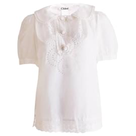 Chloé-Chloe, top túnica romântica branca em tamanho 40/S.-Branco