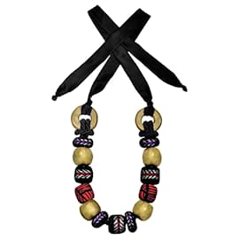 Autre Marque Alfonso Mendoça, handcrafted necklace made in colombia. Black Red Golden