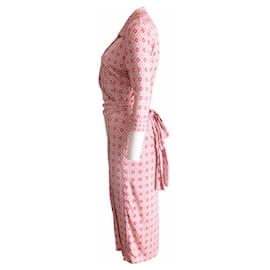 Autre Marque-Omnia, pink/abito a portafoglio vintage bianco con stampa grafica nella taglia S.-Rosa