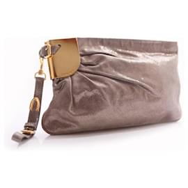 Jimmy Choo-Jimmy Choo, pochette color oro con glitter e hardware dorato.-D'oro