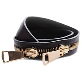 Autre Marque-Ronald Pineau, black leather belt with golden zipper in size M.-Black