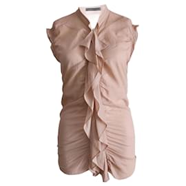 Pinko-Pinko, nude coloured top with ruffles in size I40/XS.-Other