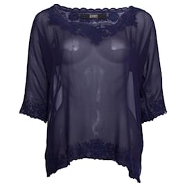Autre Marque-Seventy Sergio Tygon, top with embroidery-Blue