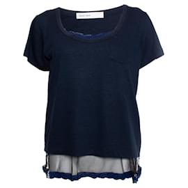 Autre Marque-Sacai-Glück, blaues T-Shirt mit Dessous-Oberteil-Blau