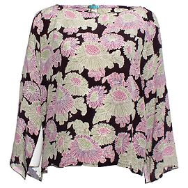 Autre Marque RAYA, top de seda negro con estampado floral Multicolor