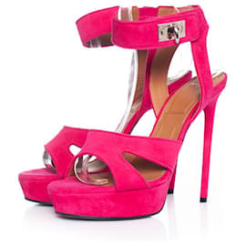 Givenchy-GIVENCHY, sandali con plateau squalo in pelle scamosciata rosa-Rosa