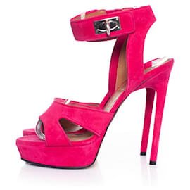 Givenchy-GIVENCHY, pink suede shark platform sandals-Pink