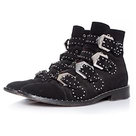 Givenchy-GIVENCHY, black studded buckled boots-Black