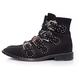 Givenchy-GIVENCHY, black studded buckled boots-Black