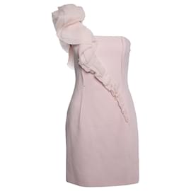 Paule Ka-Paule Ka, Pink dress with Ruffle on the shoulder-Pink