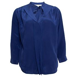 Sandro, camisa de seda azul con lazo Azul