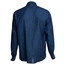 Autre Marque-Riccardo Giacomo, camicia di lino blu-Blu