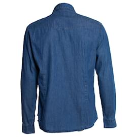Emporio Armani-EMPORIO ARMANI, slim fit denim shirt-Blue