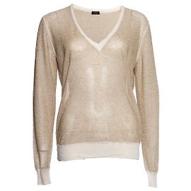 JOSEPH, Top en cachemire lurex doré. Doré