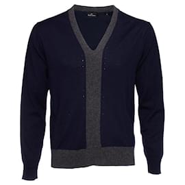 Paul Smith, Blauer Wollpullover mit V-Ausschnitt Blau