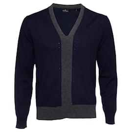 Paul Smith-Paul Smith, Blue woolen v-neck sweater-Blue