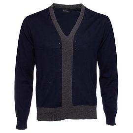 Paul Smith, Pull col v en laine bleu Bleu