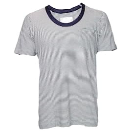 Sacai-Sacai, Blue and white striped T-shirt-Blue